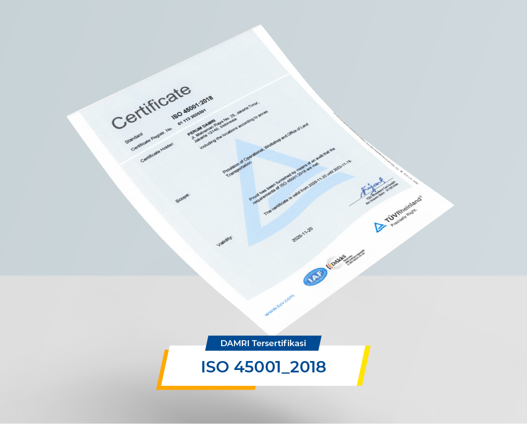 DAMRI Tersertifikasi ISO 45001:2018